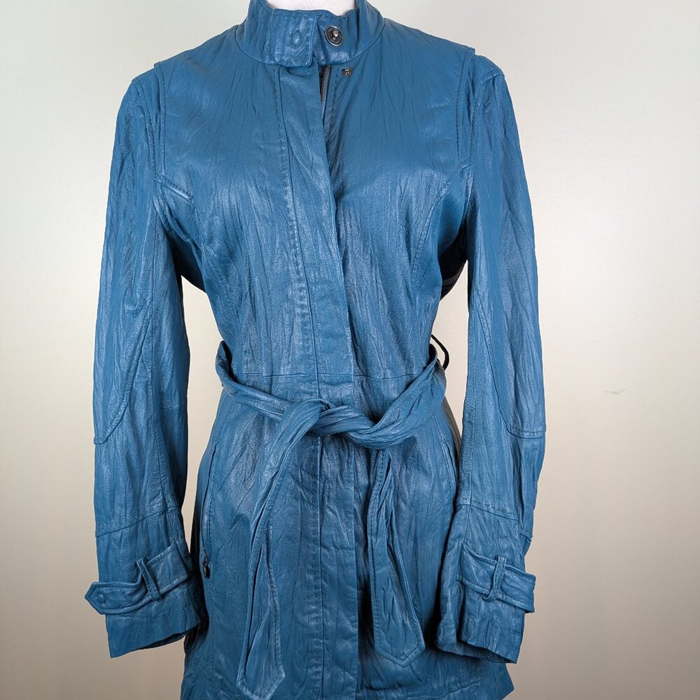 Vintage Buttery Soft Y2K Turquoise Sheepskin Leather UGG Coat Jacket Size M